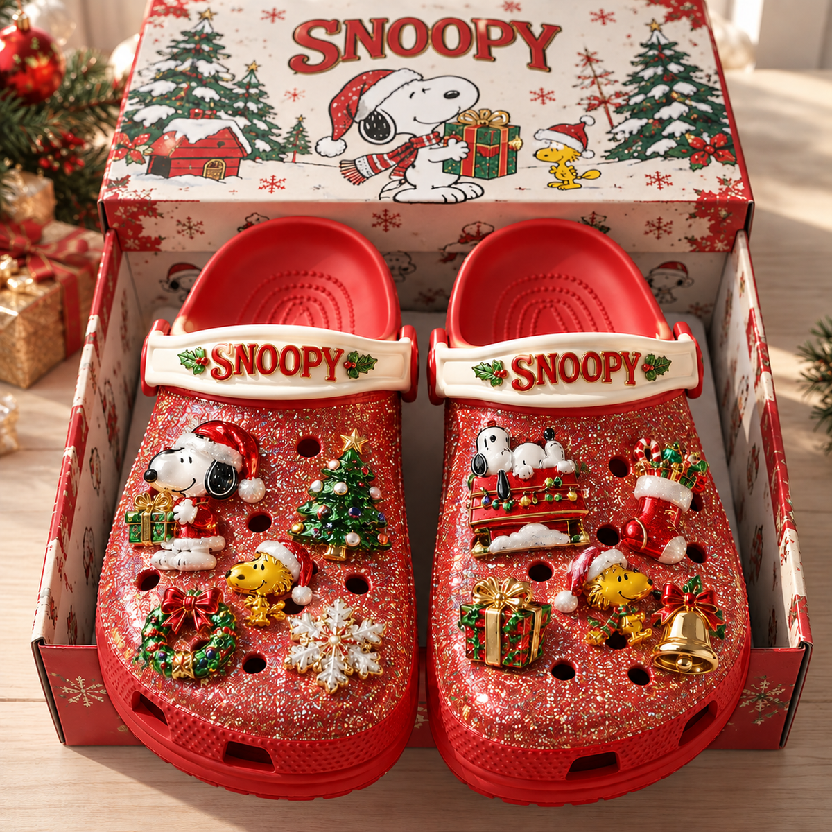 SPNY Premium Christmas Glitter Charm Clogs NTTB