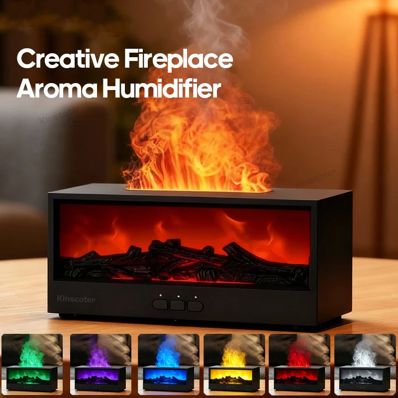 New Creative Fireplace Aromatherapy 150 Waterless Auto Off Colorful Flame Aerial Humidifier for remote home bedrooms AG-DQ717